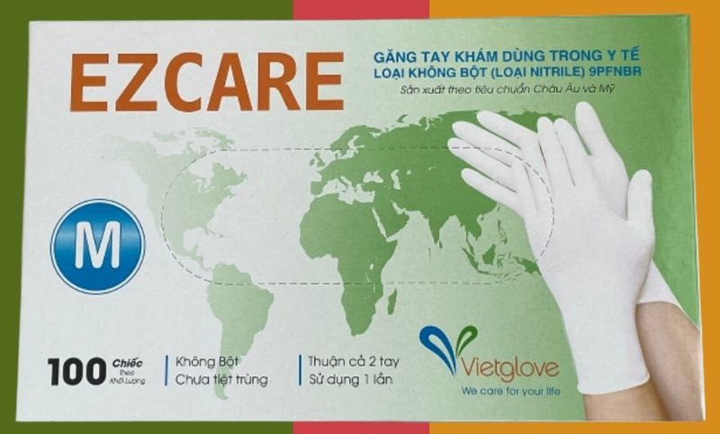 Găng Tay Nitrile Ezcare Vietglove Không Bột, Màu Trắng